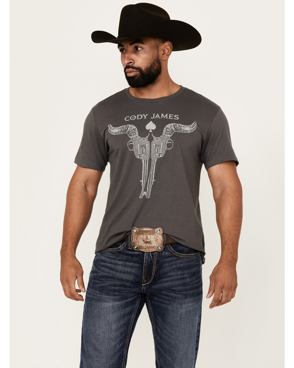 Image #1 - Cody James Men's Bullhead Guns Short Sleeve Graphic T-Shirt, Grey, hi-res