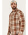 Image #2 - Brothers and Sons Men's Plaid Print Long Sleeve Button Down Flannel Shirt, Dark Brown, hi-res