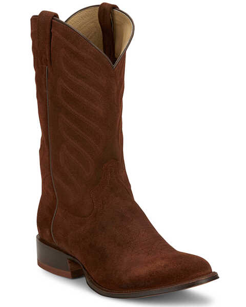 Tony Lama Men's Lenado Suede Western Boots - Medium Toe , Cognac, hi-res