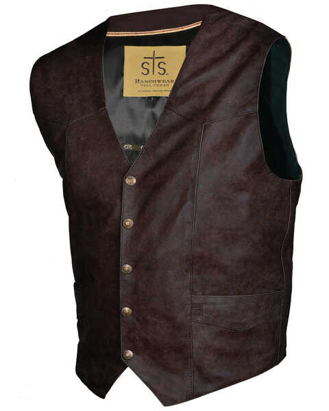 Image #1 - STS Ranchwear Men's Brandy Leather Chisum Vest , , hi-res