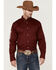 RANK 45 Men's Performance Twill Logo Long Sleeve Button Down Western Shirt , Burgundy, hi-res
