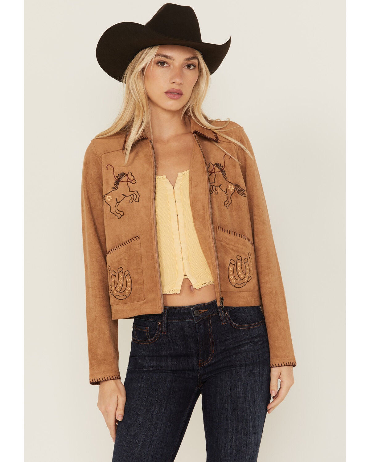 Idyllwind Women's Walnut Studded Fringe Faux Suede Vest