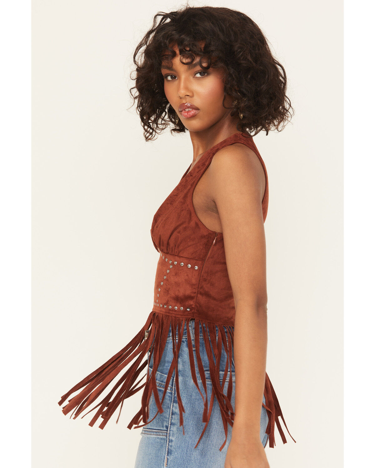 Image #2 - Rock & Roll Denim Women's Studded Sleeveless Corset, Rust Copper, hi-res