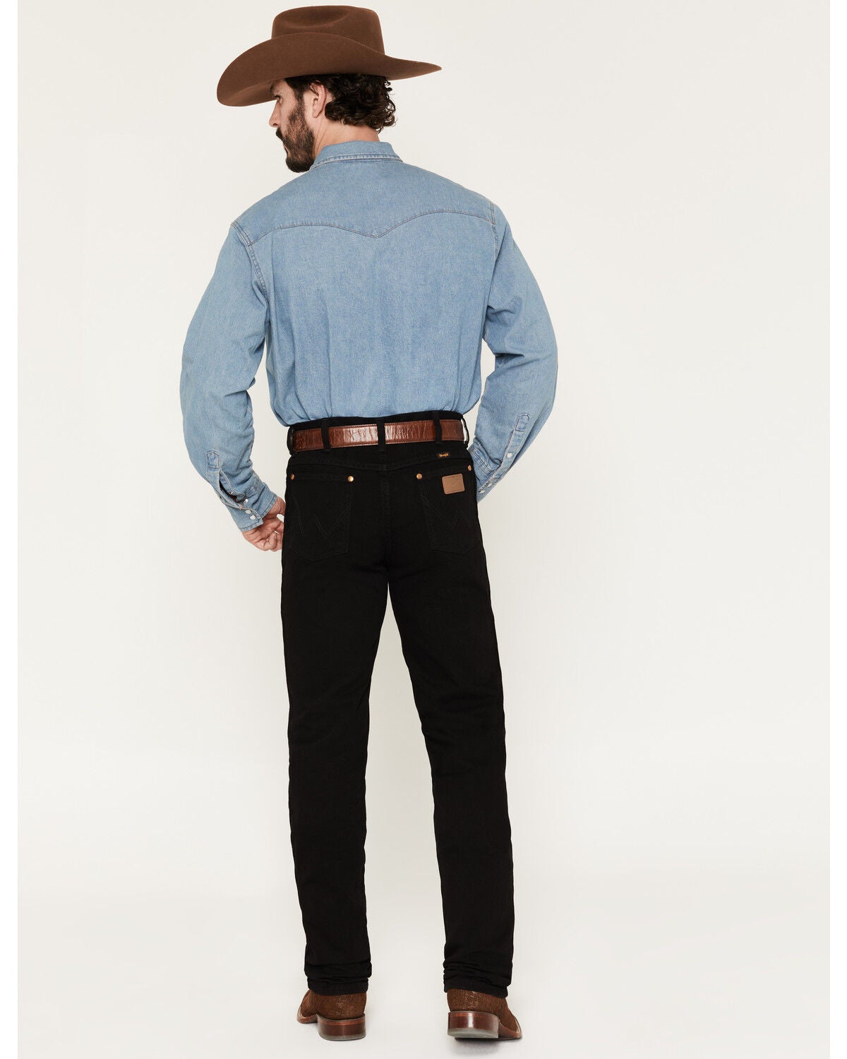 Image #3 - Wrangler Men's 936 High Rise Prewashed Cowboy Cut Slim Straight Jeans, Shadow Black, hi-res
