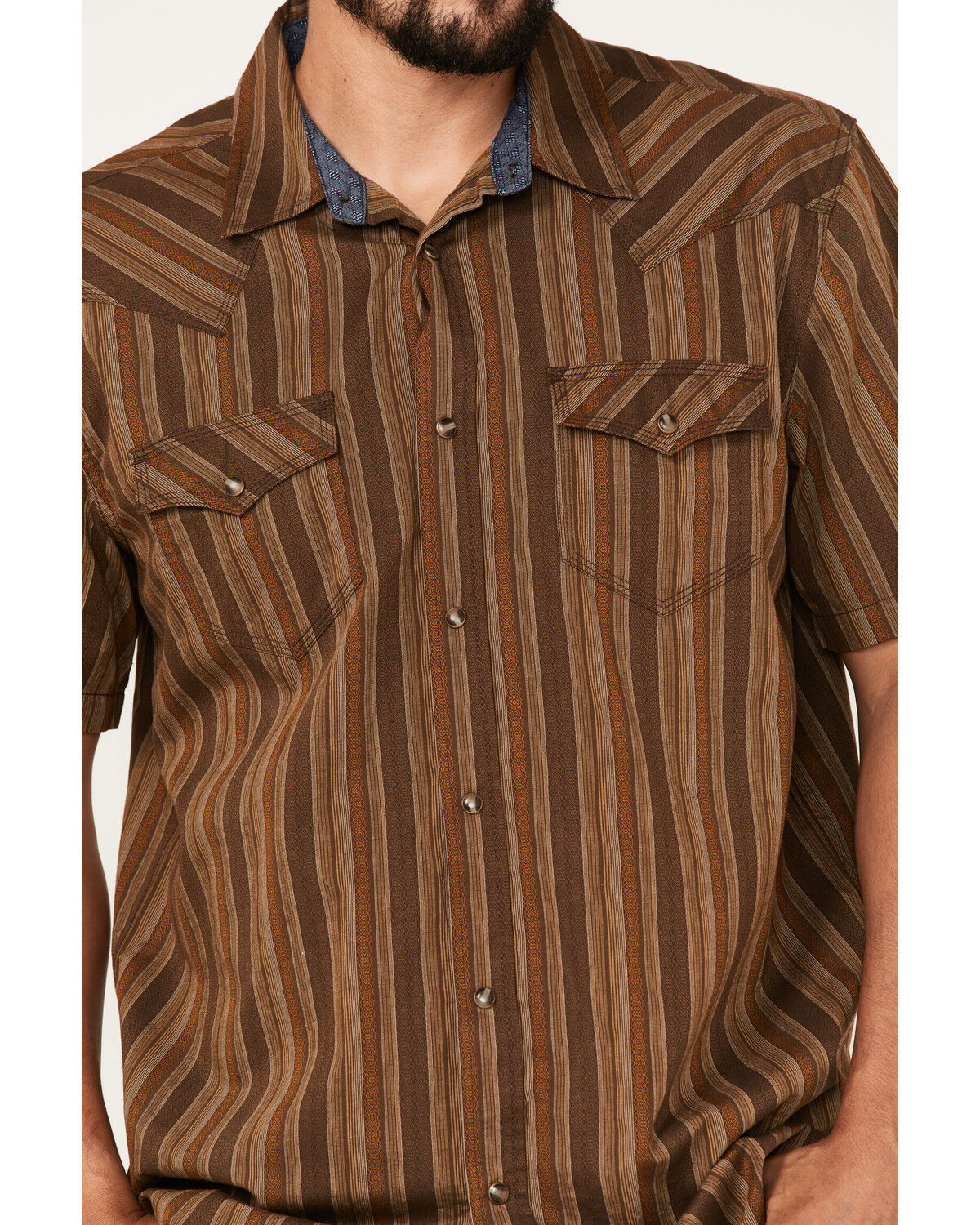 Image #3 - Moonshine Spirit Men's Paniolo Striped Print Long Sleeve Snap Western Shirt, Brown, hi-res