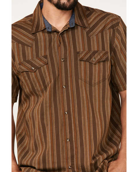 Image #3 - Moonshine Spirit Men's Paniolo Striped Print Long Sleeve Snap Western Shirt , Brown, hi-res