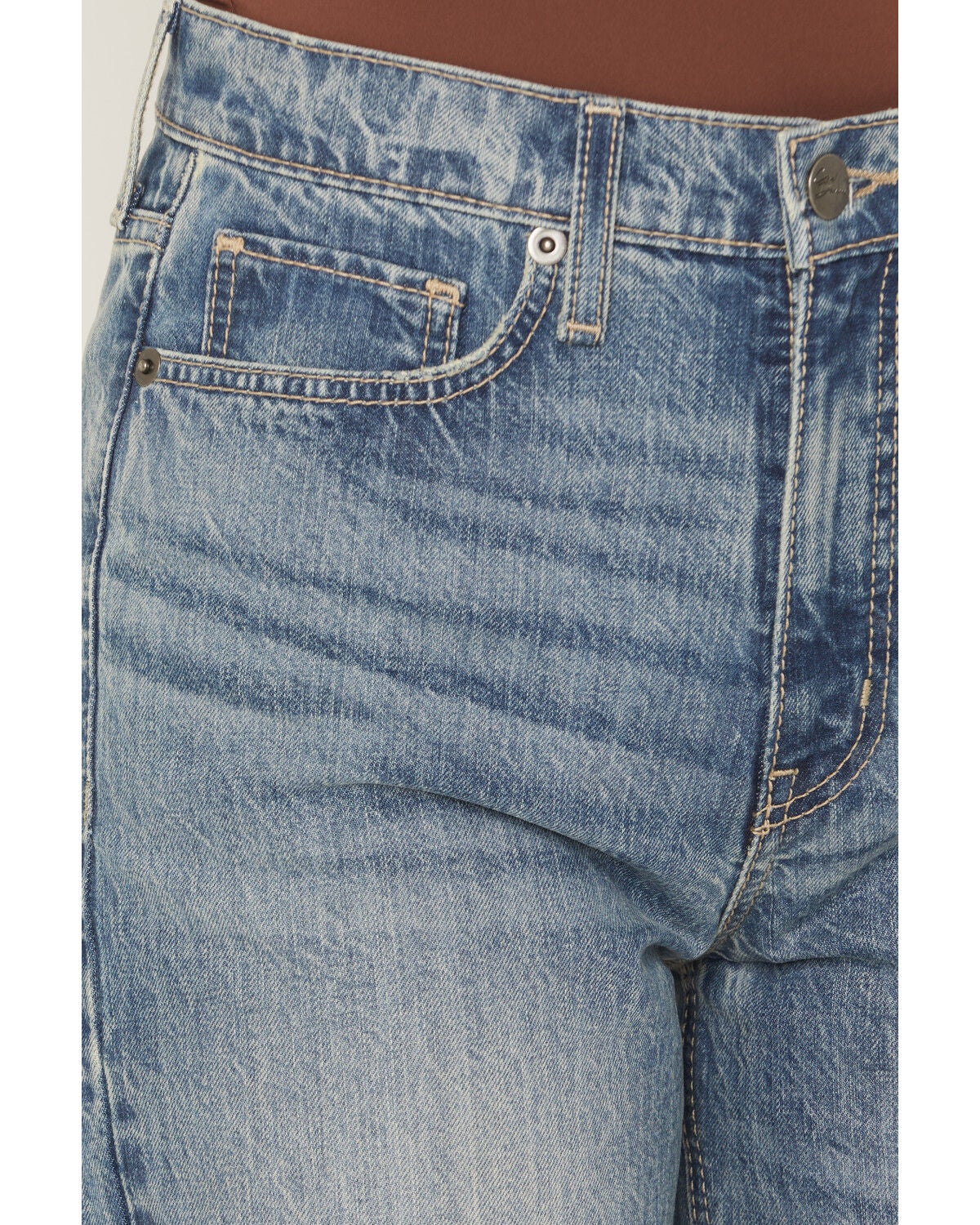Image #2 - Cruel Girl Women's Medium Wash Casey High Rise Branded Straight Denim Jeans, Medium Wash, hi-res