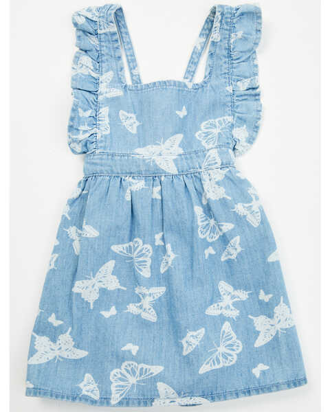 Image #1 - Wrangler Toddler Girls' Butterfly Print Denim Dress , Blue, hi-res