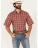 Image #1 - Wrangler Men's Plaid Print Short Sleeve Snap Stretch Western Shirt, Red, hi-res