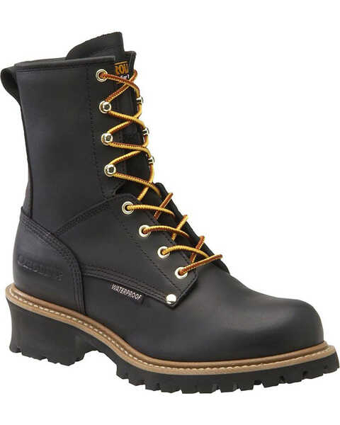 Image #1 - Carolina Men's Logger 8" Elm Waterproof Work Boots - Steel Toe, Black, hi-res