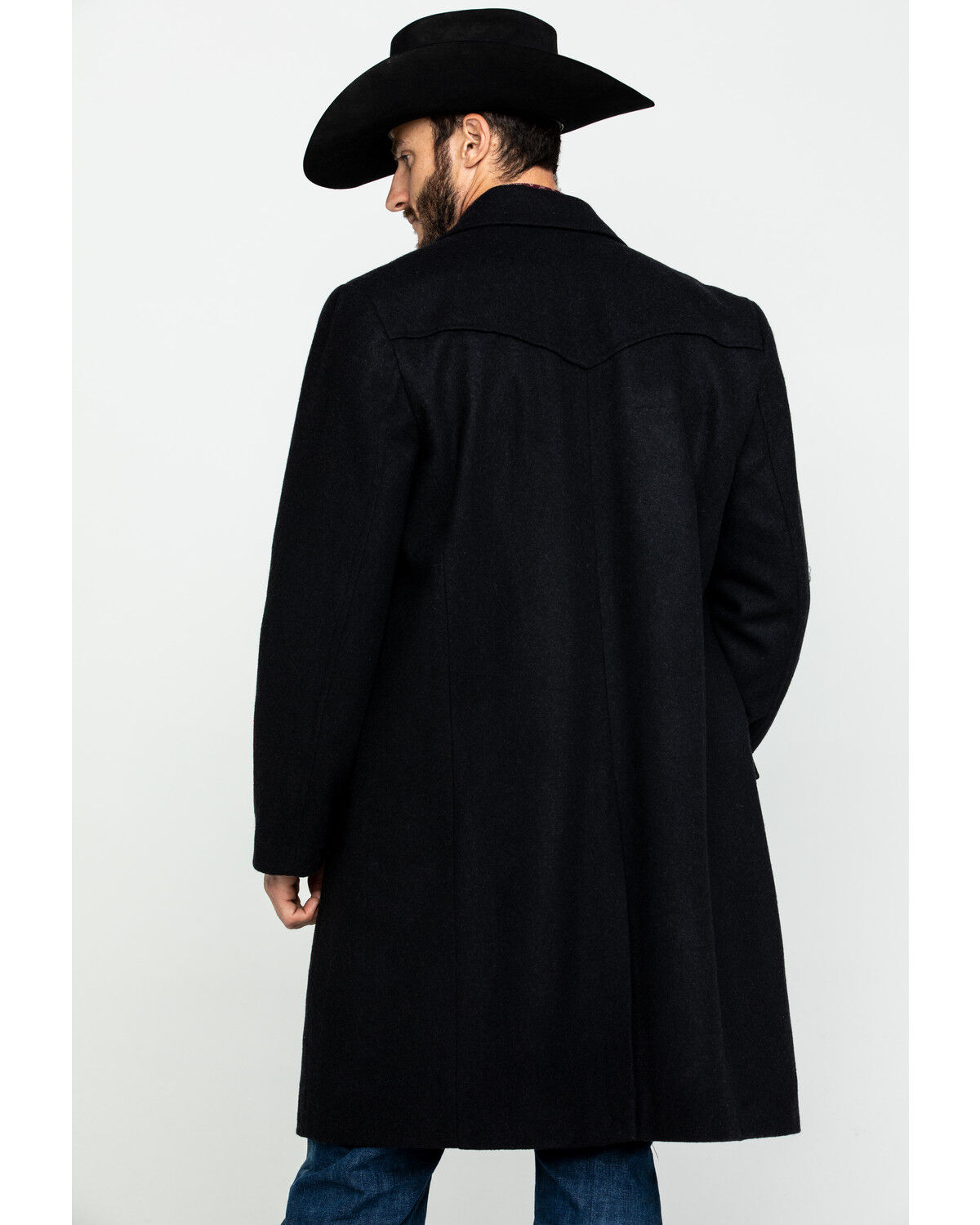 Image #2 - Cripple Creek Men's Black Wool Melton Overcoat, , hi-res