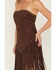 Image #3 - Blue B Women's Fringe Faux Suede Strapless Mini Dress, Dark Brown, hi-res