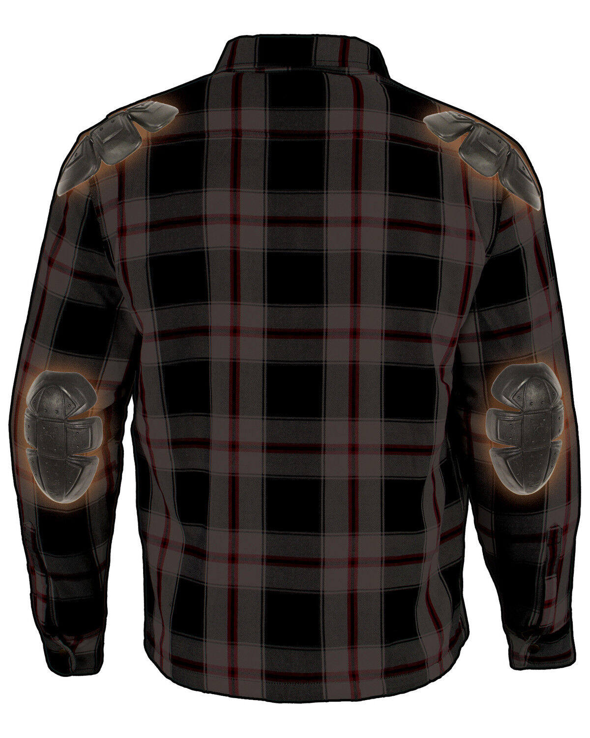 Image #2 - Milwaukee Performance Men's Black/White/Red Aramid Flannel Biker Jacket, Black/red, hi-res