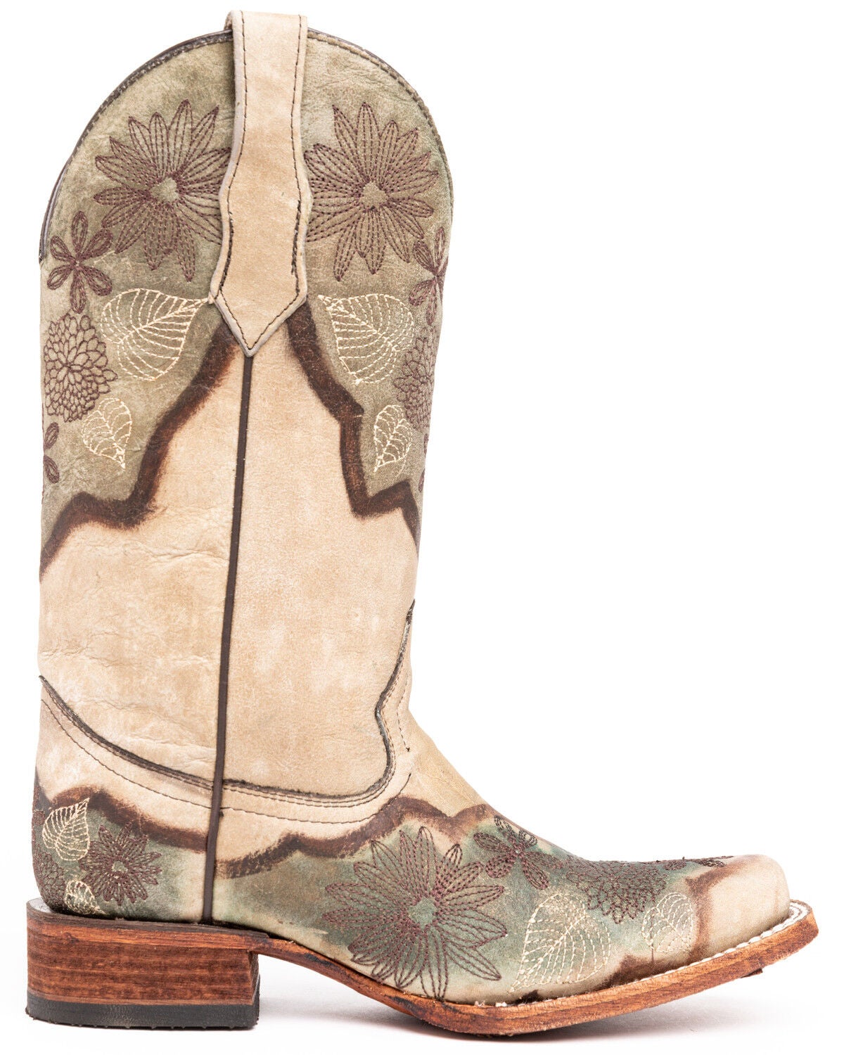 Image #2 - Circle G Women's Sand Brown Floral Embroidered Western Boots - Square Toe, , hi-res