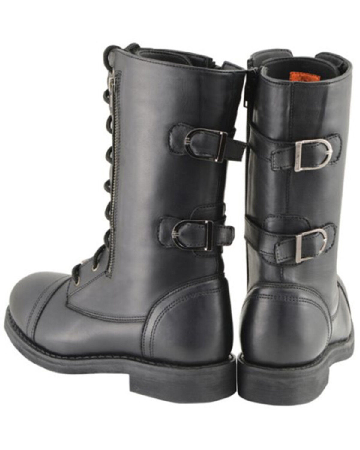 Image #3 - Milwaukee Leather Women's Tall Lace Front Buckles Back and Knife Storage Boots - Round Toe, Black, hi-res