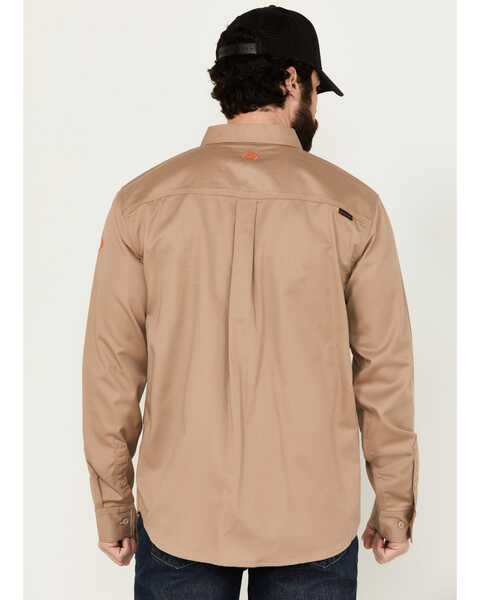 Image #4 - Hawx Men's FR Woven Long Sleeve Button-Down Work Shirt , Beige, hi-res