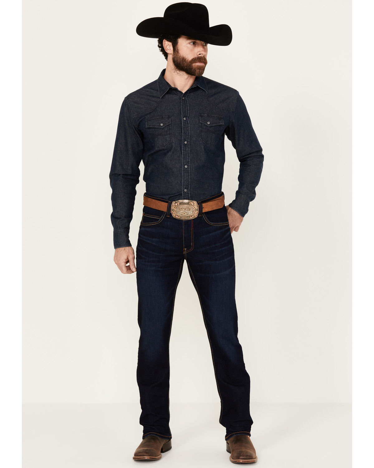 Image #1 - Justin Men's 1879 Dark Wash Modern Slim Stretch Denim Jeans, Dark Wash, hi-res