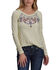 Image #1 - Roper Women's Embroidered Long Sleeve Top, Cream, hi-res