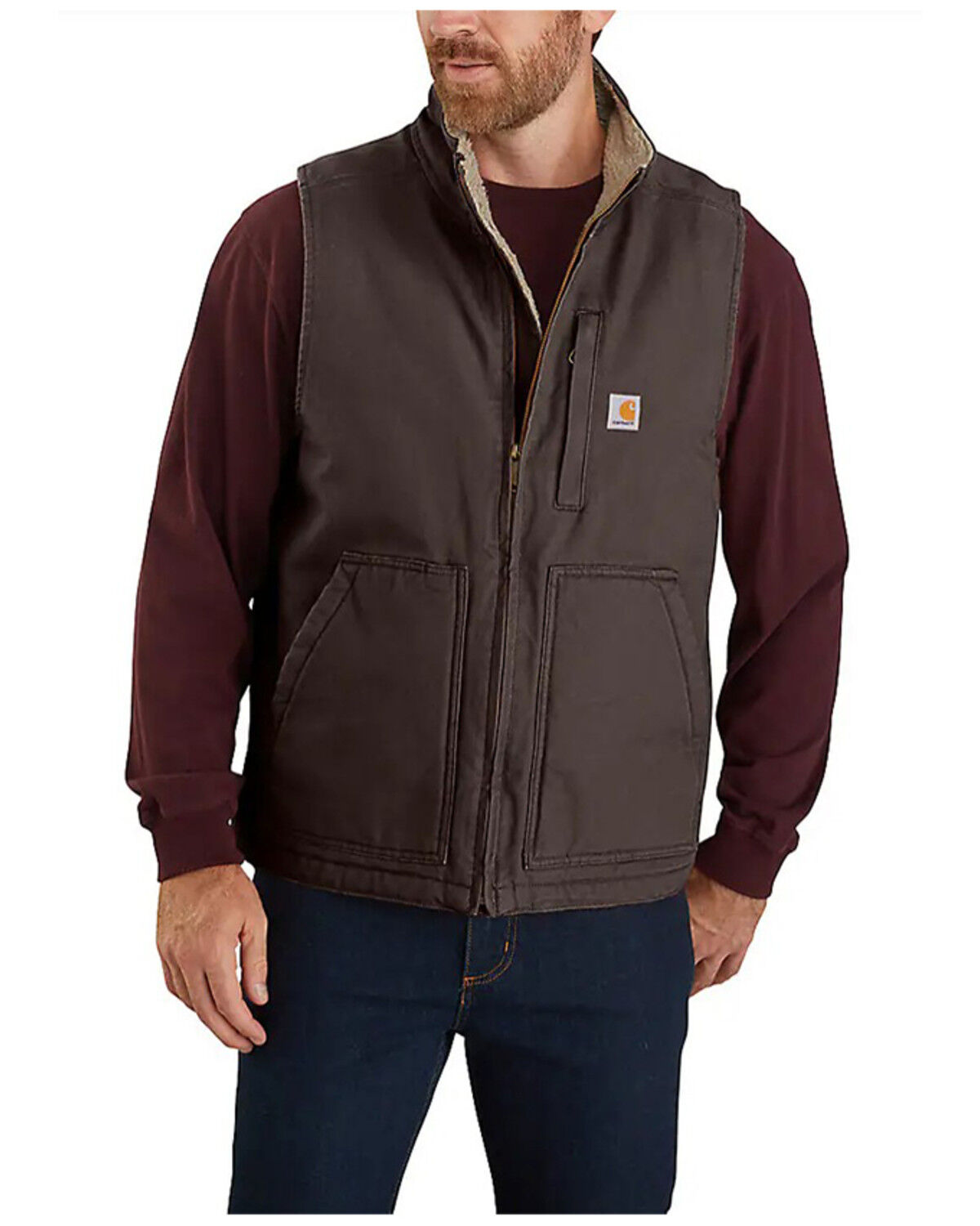 Carhartt Men's Sherpa Lined Mock-Neck Vest, Black, Small at