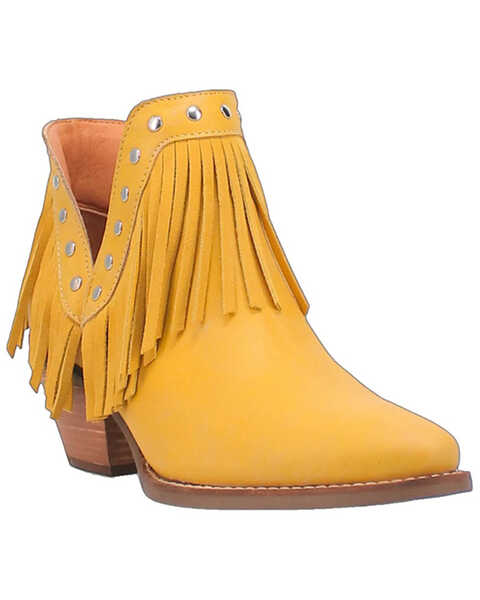 Image #1 - Dingo Women's Fine N' Dandy Leather Booties - Snip Toe , Yellow, hi-res