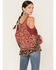 Image #4 - Wild Moss Women's Floral Print Cold Shoulder Top, Rust Copper, hi-res