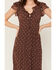 Image #3 - Ash & Violet Women's Polka Dot Ruffle Smocked Waist Midi Dress, Brown, hi-res