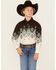 Image #1 - Panhandle Boys' Southwestern Print Border Long Sleeve Snap Western Shirt, Brown, hi-res