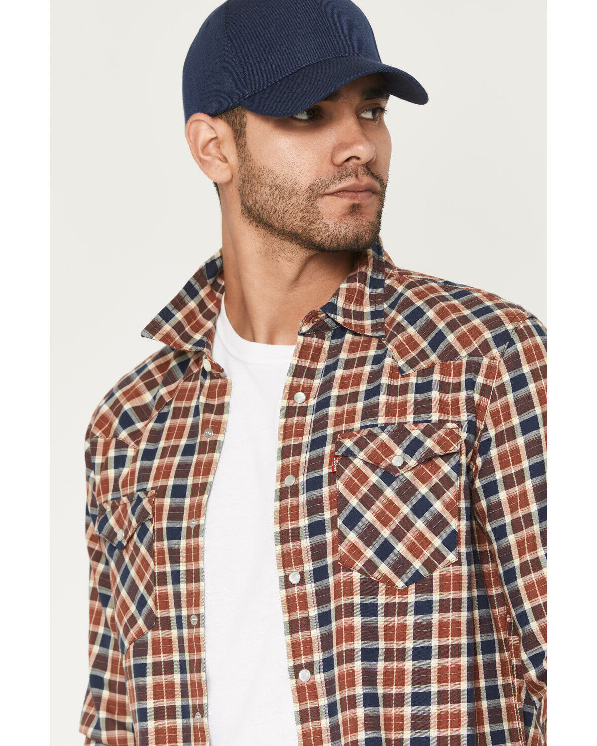 Image #2 - Levi's Men's Jesper Plaid Print Long Sleeve Snap Long Sleeve Flannel Shirt, Rust Copper, hi-res
