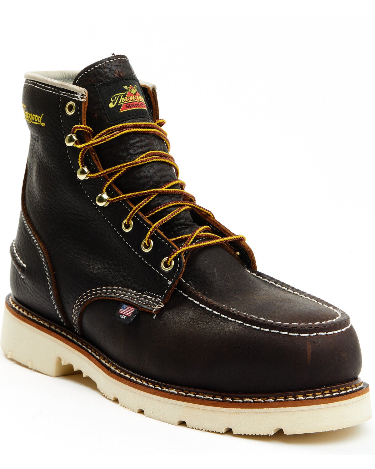 Thorogood Men's Boot Barn Exclusive 6" USA Briar Pitstop Moc Work Boot - Steel Toe, Brown, hi-res