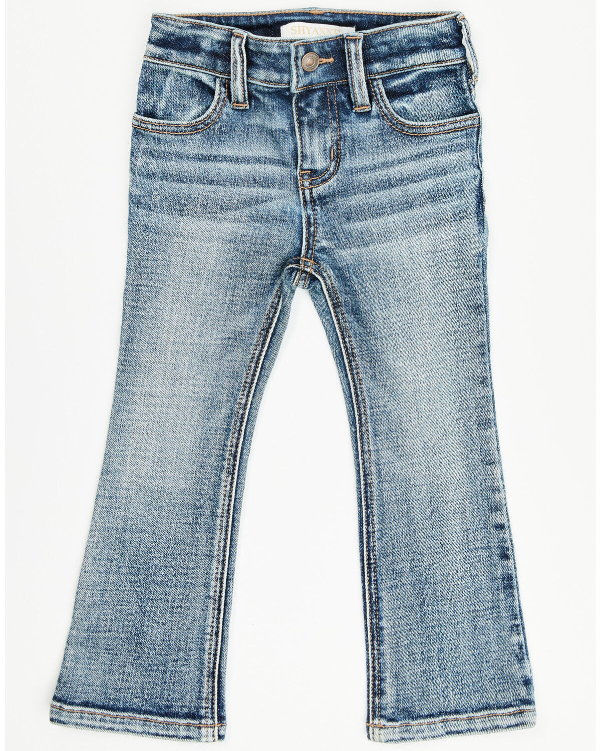 Image #3 - Shyanne Toddler Girls' Dawn Studded Back Bootcut Stretch Denim Jeans, Dark Wash, hi-res