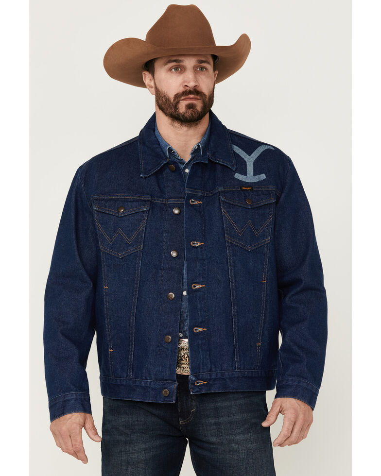 Wrangler Men's Yellowstone We Don't Choose The Way Cowboy Cut Denim Jacket - Tall , Indigo, hi-res