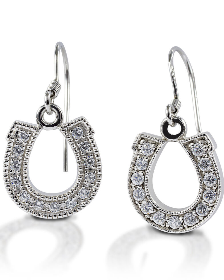  Kelly Herd Women's Dangle Horseshoe Earrings, Silver, hi-res