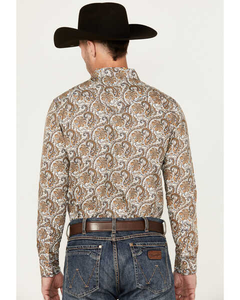Image #4 - Cody James Men's Gold Dust Paisley Print Long Sleeve Pearl Snap Western Shirt - Tall , White, hi-res