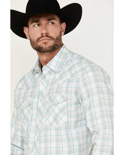 Image #2 - Wrangler 20X Men's Advanced Comfort Plaid Print Long Sleeve Snap Stretch Western Shirt - Tall , White, hi-res