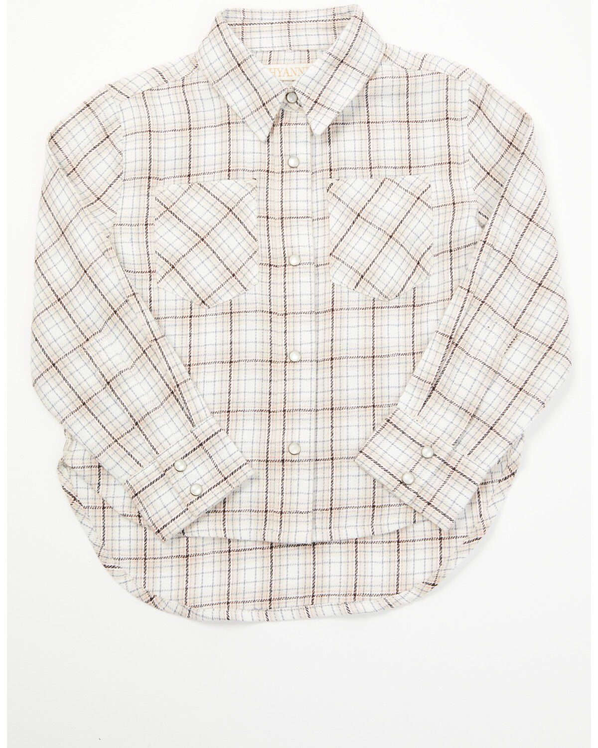 Image #1 - Shyanne Toddler Girls' Plaid Print Long Sleeve Snap Western Shirt, Off White, hi-res