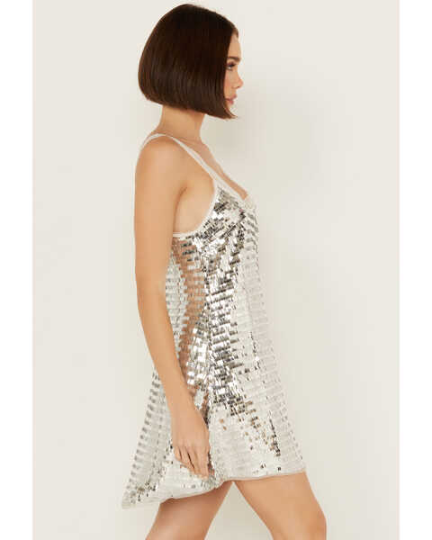 Image #2 - Free People Women's Disco Fever Mini Slip Dress, Silver, hi-res
