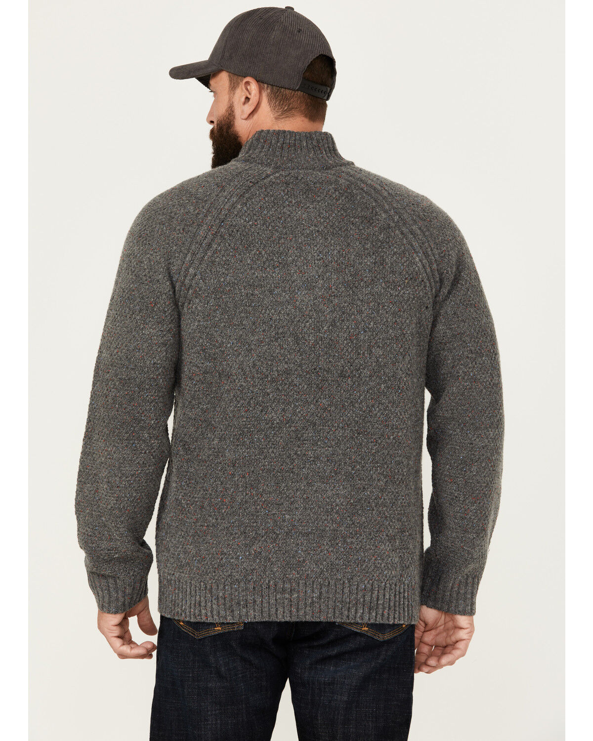 Image #4 - Brothers and Sons Men's Merino Donegal Button Pullover, Charcoal, hi-res