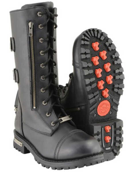 Image #3 - Milwaukee Leather Men's Lace-Up Tactical Motorcycle Boots Round Toe - Extended Sizes, Black, hi-res