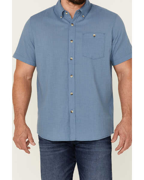 Image #3 - North River Men's Seersucker Short Sleeve Button Down Western Shirt , Blue, hi-res