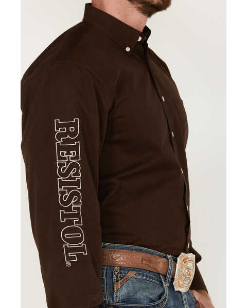Image #3 - Resistol Men's Enzo Logo Long Sleeve Button Down Shirt, Brown, hi-res
