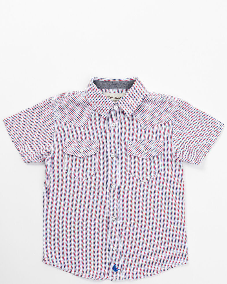 Cody James Toddler-Boys' Woven Chevron Short Sleeve Western Snap Shirt, White, hi-res