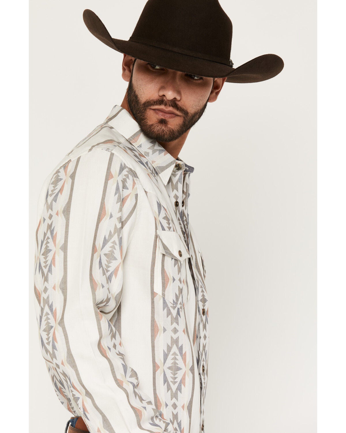Image #2 - Cody James Men's Cowboy Boogie Southwestern Stripe Print Long Sleeve Snap Western Shirt - Tall, Ivory, hi-res