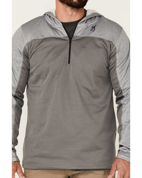 Browning Men's Gray Hayes 1/4 Zip Front Hooded Pullover, , hi-res