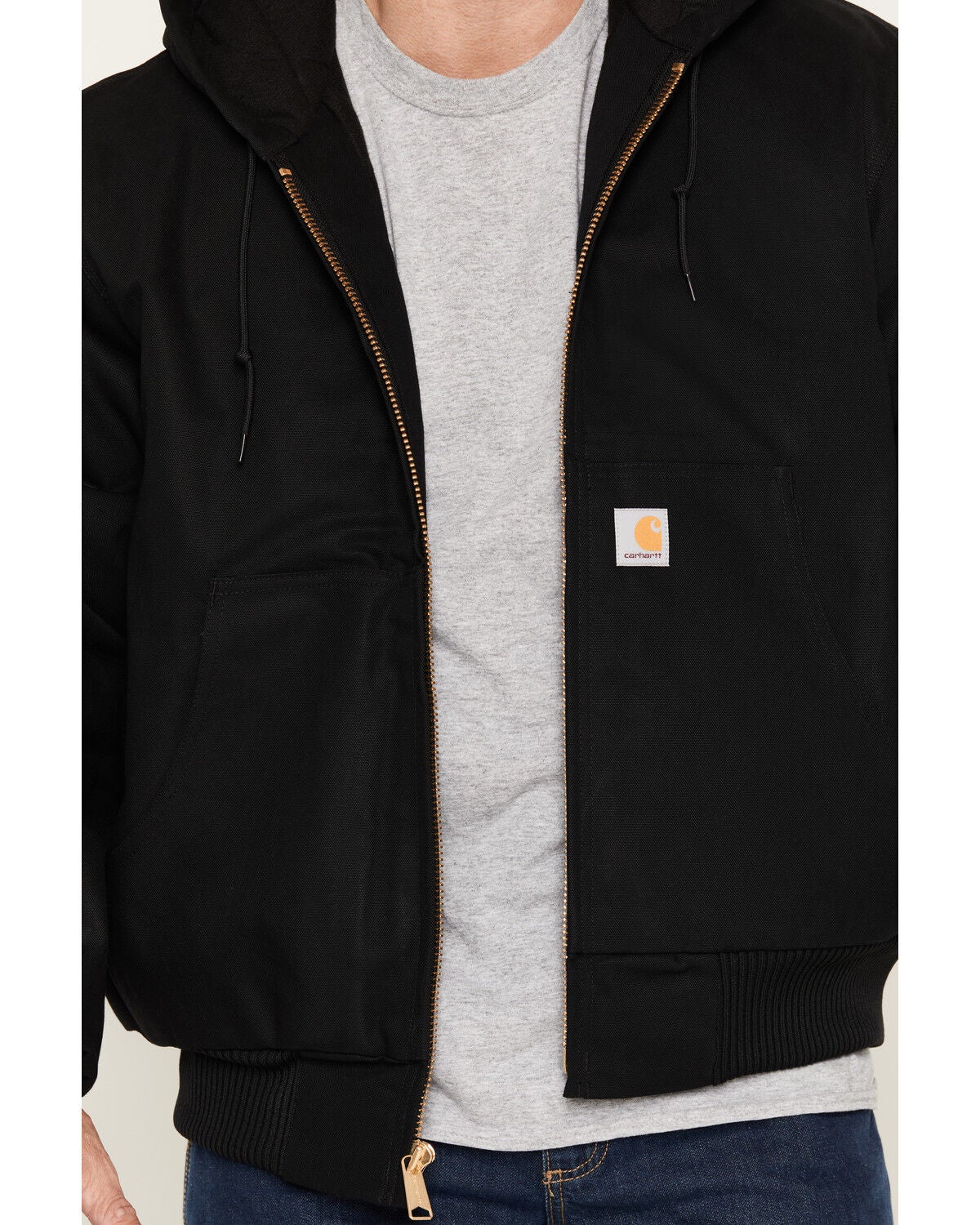 Image #3 - Carhartt Men's Flannel Lined Loose Fit Firm Duck Active Jacket, Black, hi-res