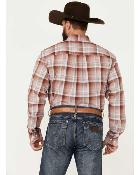 Image #4 - Cinch Men's Plaid Print Long Sleeve Button-Down Western Shirt, Red, hi-res