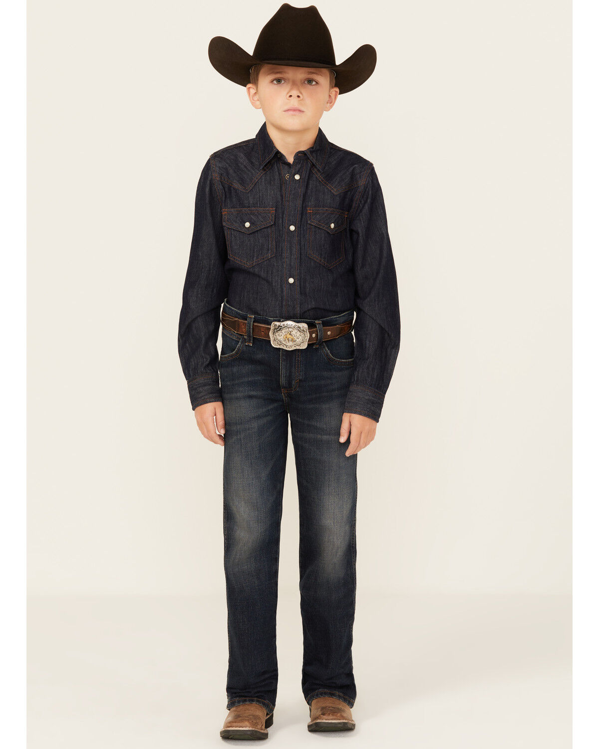 Image #1 - Wrangler Retro Boys' Slim Bootcut Stretch Denim Jeans, Blue, hi-res