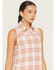 Image #3 - Idyllwind Women's Clementine Dobby Plaid Print Sleeveless Snap Western Shirt, Cream, hi-res