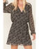 Image #3 - Beyond The Radar Women's Floral Print Long Sleeve Mini Dress, Black, hi-res