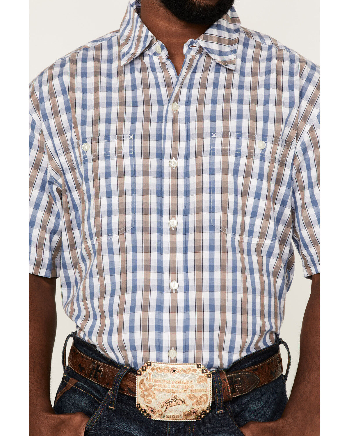 Image #3 - Resistol Men's Starke Small Plaid Short Sleeve Button Down Western Shirt, , hi-res