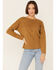 Miss Me Women's Solid Twist Back Ribbed Knit Top , Mustard, hi-res